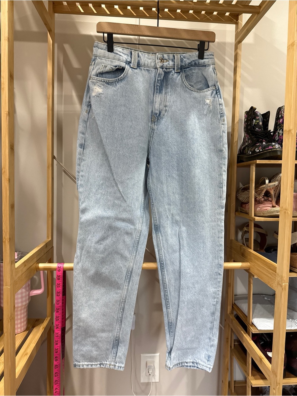 Zara High-Rise Light Blue Straight Jeans 6 - Picture 2 of 2